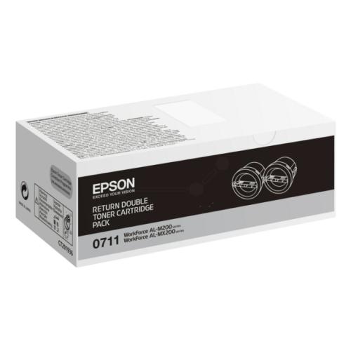 Epson tonerio kasetė juoda (C13S050711 / 0710) (Dviguba pakuotė, Grąžinimas, high capacity)
