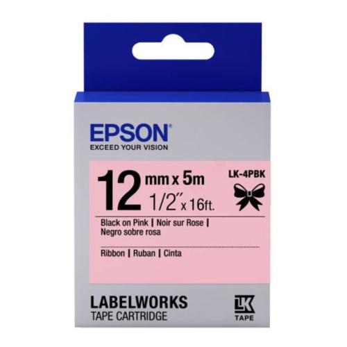 Epson etiketės black/rožinis (C53S654031 / LK4PBK)