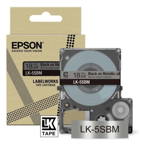 Epson etiketės juoda / sidabras (C53S672094 / LK5SBM)