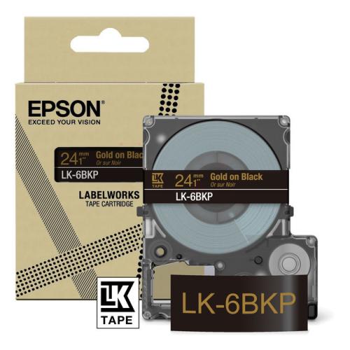 Epson etiketės juoda / auksas (C53S672096 / LK6BKP)