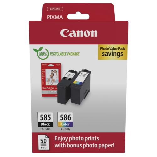 Canon rašalo kasetė / fotopopierius juoda / spalva (6205C004 / PG585CL586) (Dviguba pakuotė, multipack)